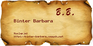 Binter Barbara névjegykártya